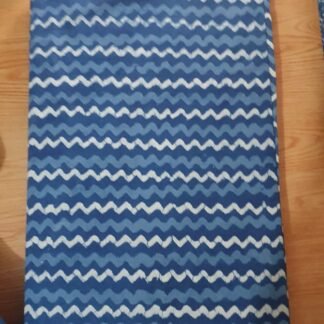 Hand Block Printed Dabu Natural Indigo Zig Zag Pattern 100% Cotton Fabric - PRSM-0026