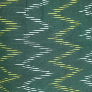 Ikat Hand Woven Cotton Fabric Design - Green Zig Zag