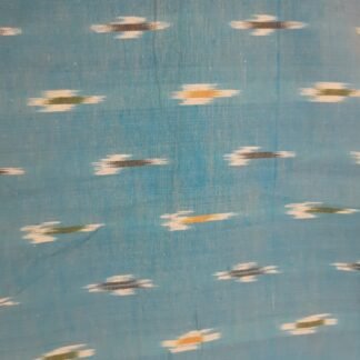 Ikat Hand Woven Cotton Fabric Design - Sky Blue With White Lines