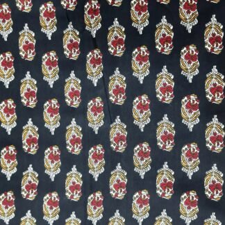 Black White Buti Hand Block Printed 100% Cotton Dress Fabric - PRSM-0036