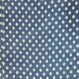 White Dotted Blue Bandhani Pattern 100% Cotton Fabric -PRSM-0028