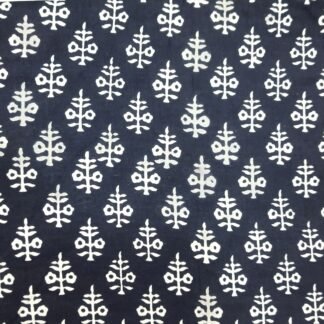 Hand Block Printed Dabu Natural Black Indigo Buti Print Pattern 100% Cotton Fabric -PRSM-0031