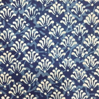 Hand Block Printed Dabu Natural Indigo Floral Pattern 100% Cotton Fabric -PRSM-0032