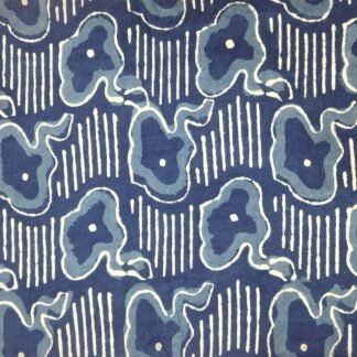 Hand Block Printed Dabu Natural Indigo Abstract Floral Pattern 100% Cotton Fabric -PRSM-0033
