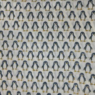 Off White Navy Blue Print Buti Hand Block Printed 100% Cotton Dress Fabric - PRSM-0034