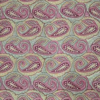 Light Pink Beige Paisley Print Hand Block Printed 100% Cotton Dress Fabric - VSHN-0013
