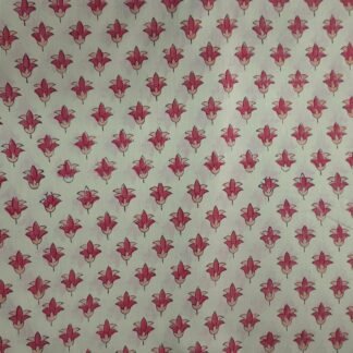 Light Cream Pink Floral Buti Hand Block Printed 100% Cotton Dress Fabric - VSHN-0015